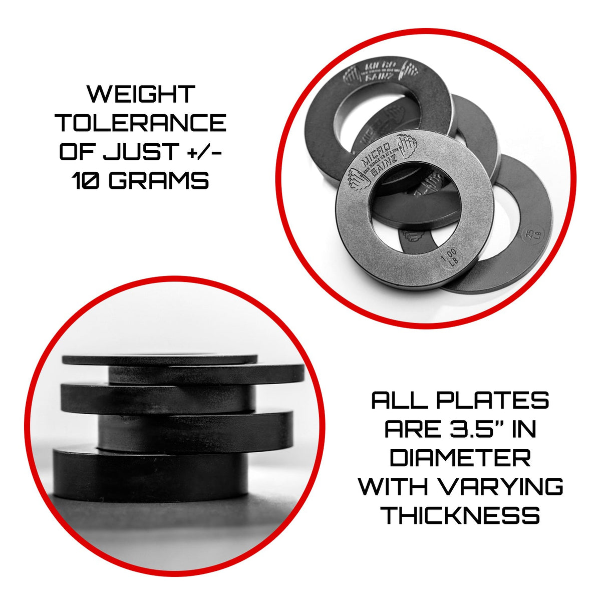 Micro Gainz Olympic Size Fractional Weight Plates Pair of 1.25LB Plates(BLEMISHED SET)