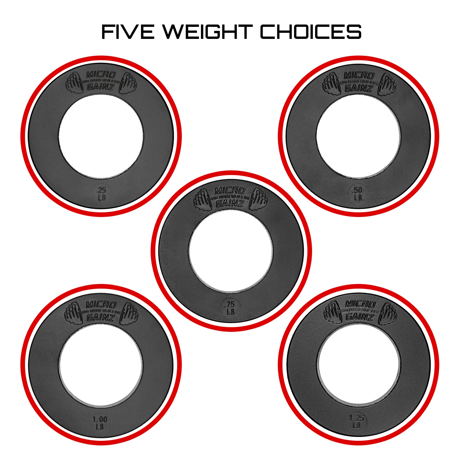 Micro Gainz Olympic Size Fractional Weight Plates Set of 10 Plates .25LB-1.25LB w/ Bag