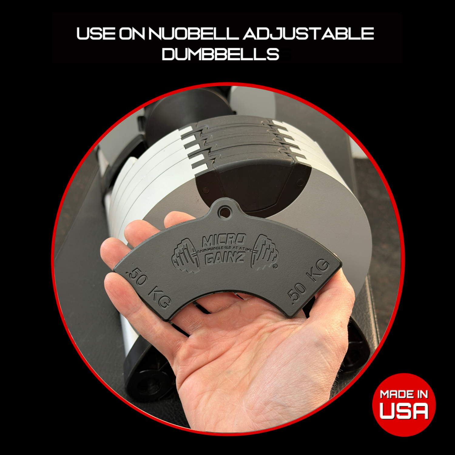 Micro Gainz .50KG Magnetic Weight Attachment for Nuobell 220 & 232 Kilogram Adjustable Dumbbells
