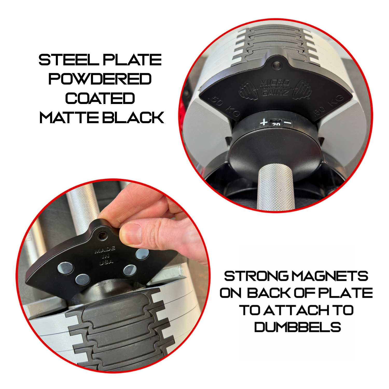 Micro Gainz .50KG Magnetic Weight Attachment for Nuobell 220 & 232 Kilogram Adjustable Dumbbells