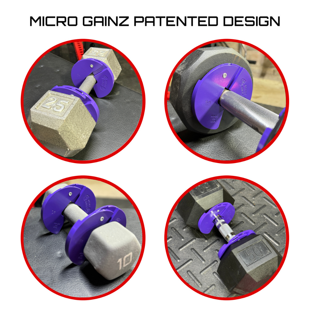 Micro Gainz Purple 1.25LB Dumbbell Fractional Weight Plates 4 Plate Set (BLEMISHED SET)