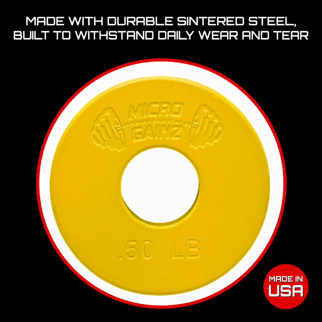 Micro Gainz Standard 1-Inch Center Hole Fractional Weight Plates Set of 8-.50LB Plates