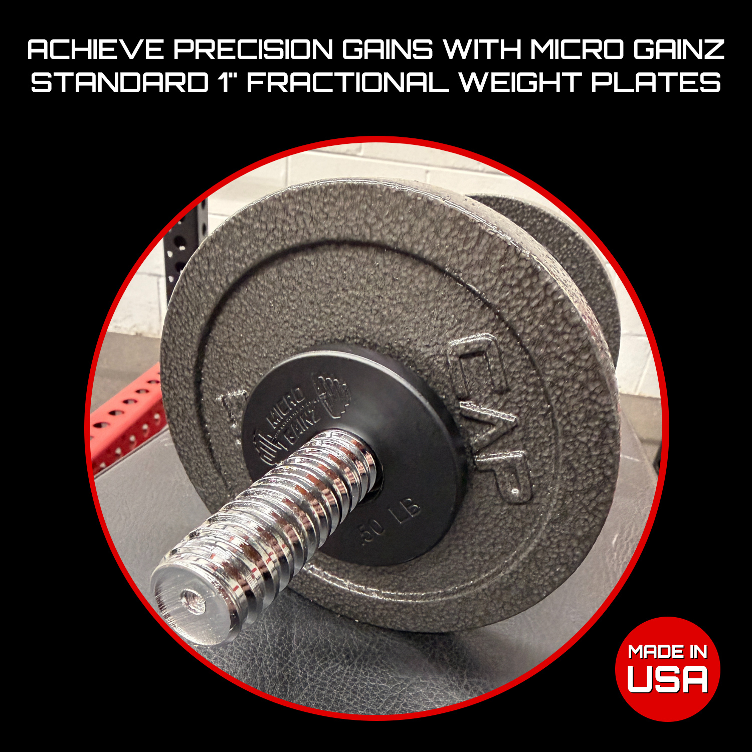 Micro Gainz Standard 1-Inch Center Hole Fractional Weight Plates Pair of .50LB Plates