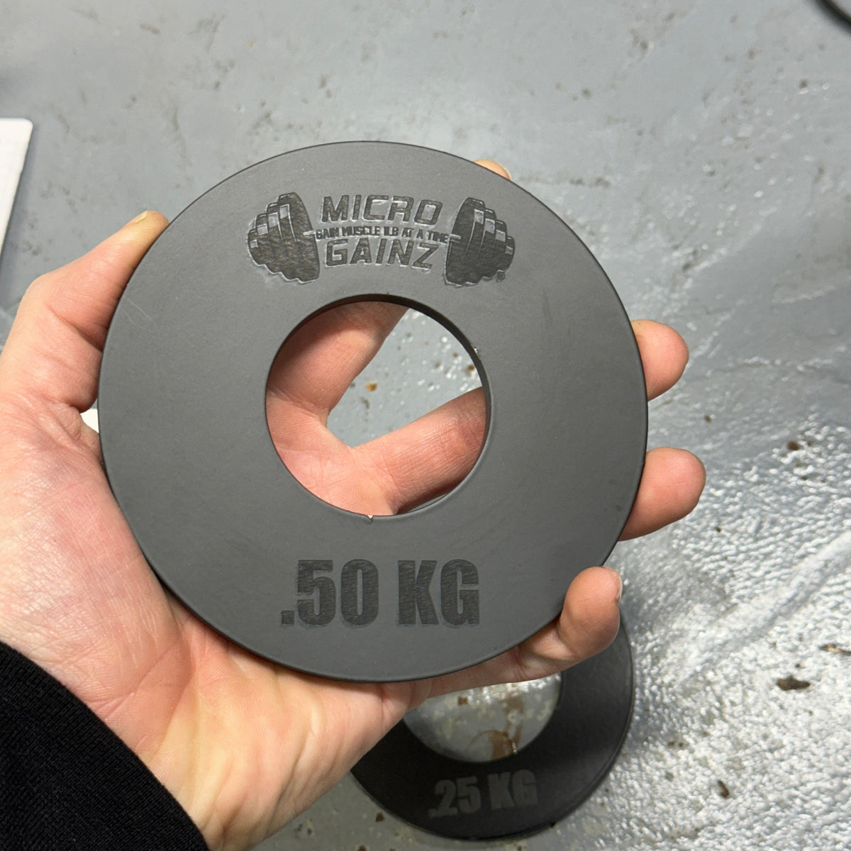 Micro Gainz Olympic Size Kilogram Fractional Steel Weight Plates .50KG Plates: Set of 2