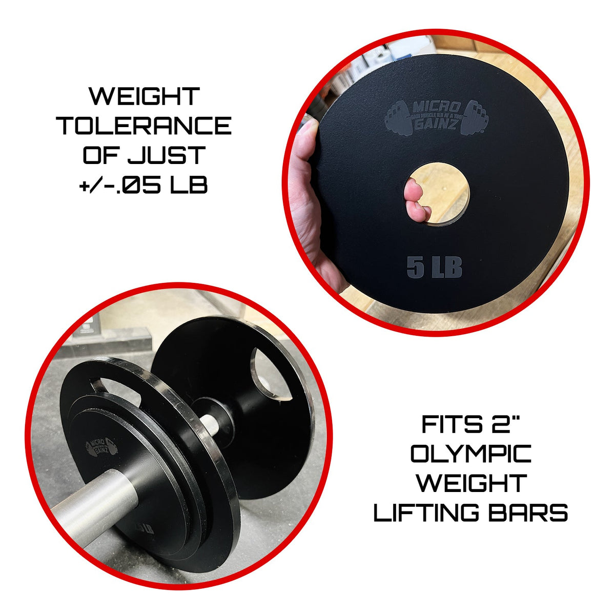 Micro Gainz Steel Olympic Weight Plates Pair of 5LB Plates (BLEMISHED SET)
