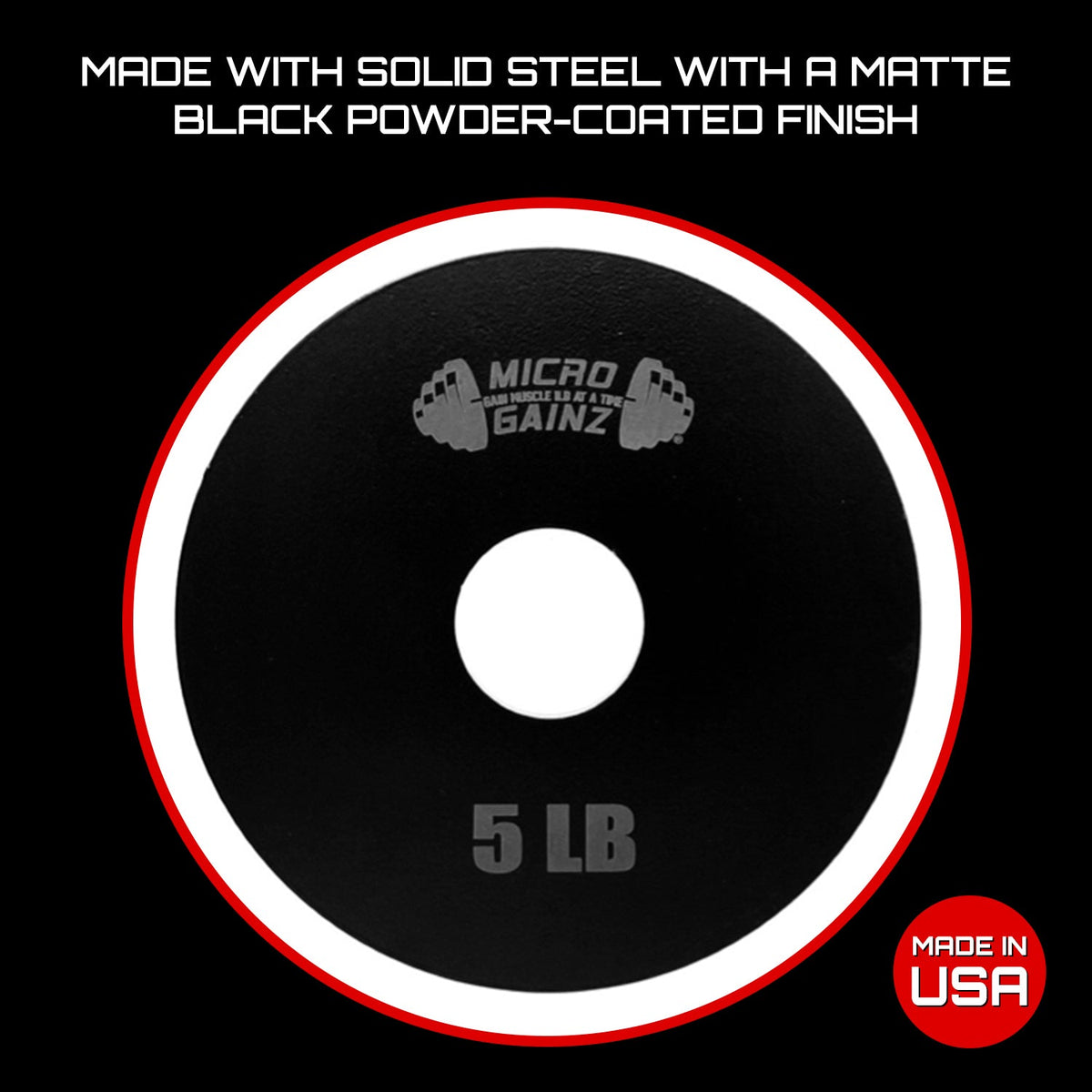 Micro Gainz Steel Olympic Weight Plates Pair of 5LB Plates (BLEMISHED SET)