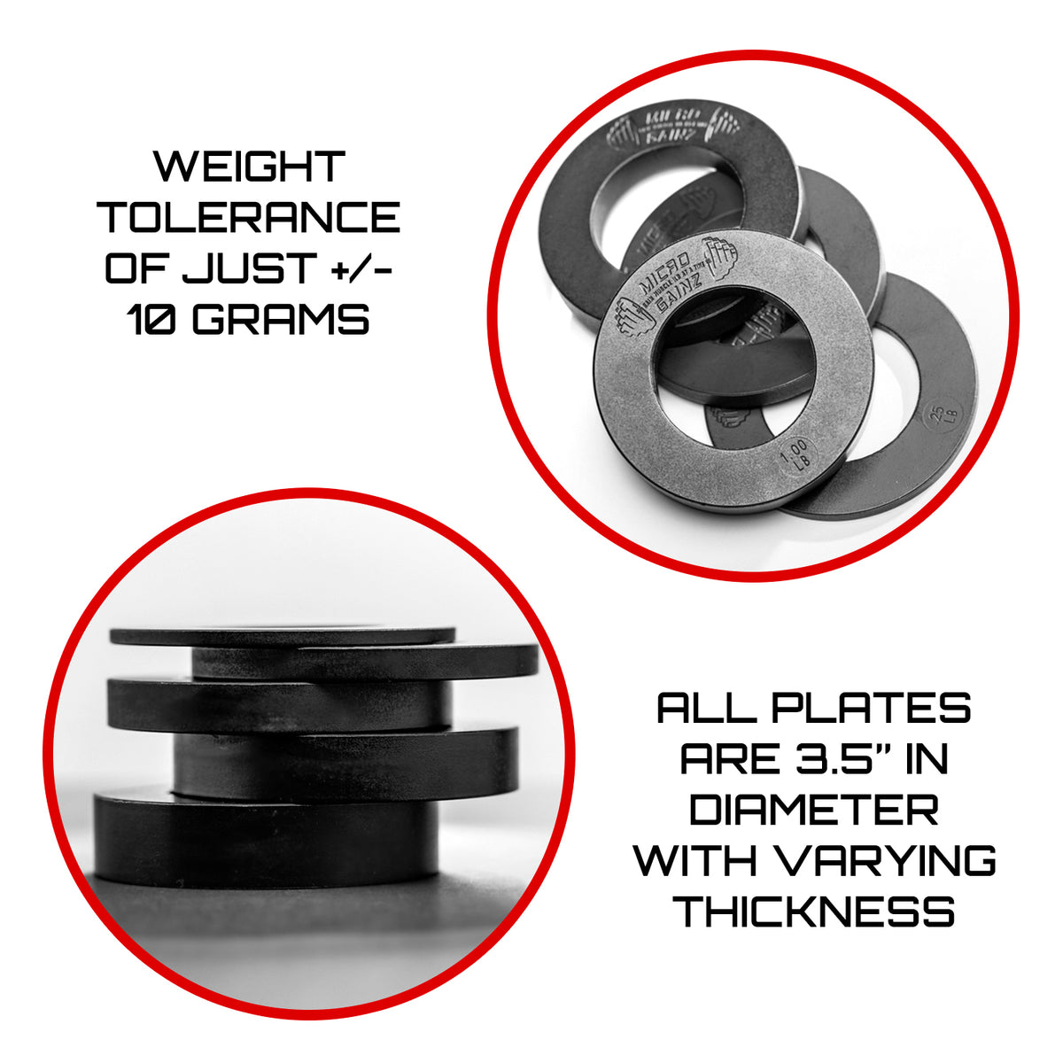 Micro Gainz Olympic Size Fractional Weight Plates Pair of .75LB Plates