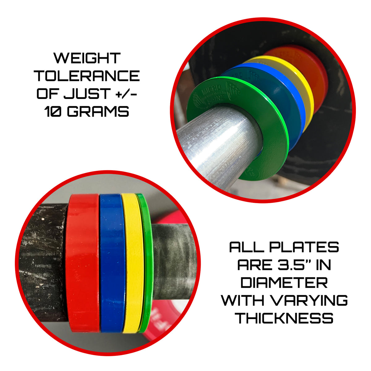 Micro Gainz Olympic Size Fractional Weight Plates Pair of .75LB Plates