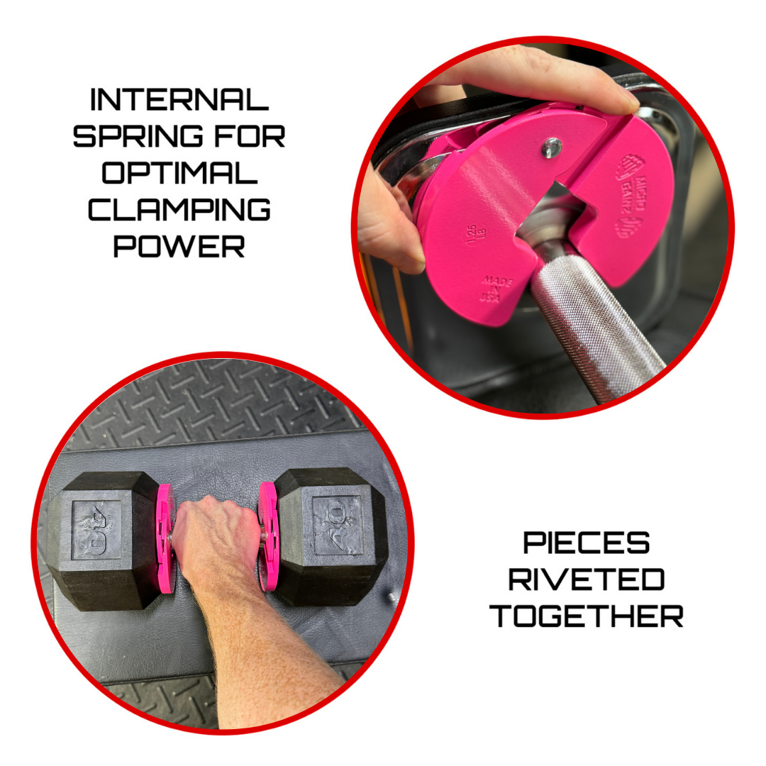Micro Gainz Pink 1.25LB Dumbbell Fractional Weight Plates 4 Plate Set (BLEMISHED SET)
