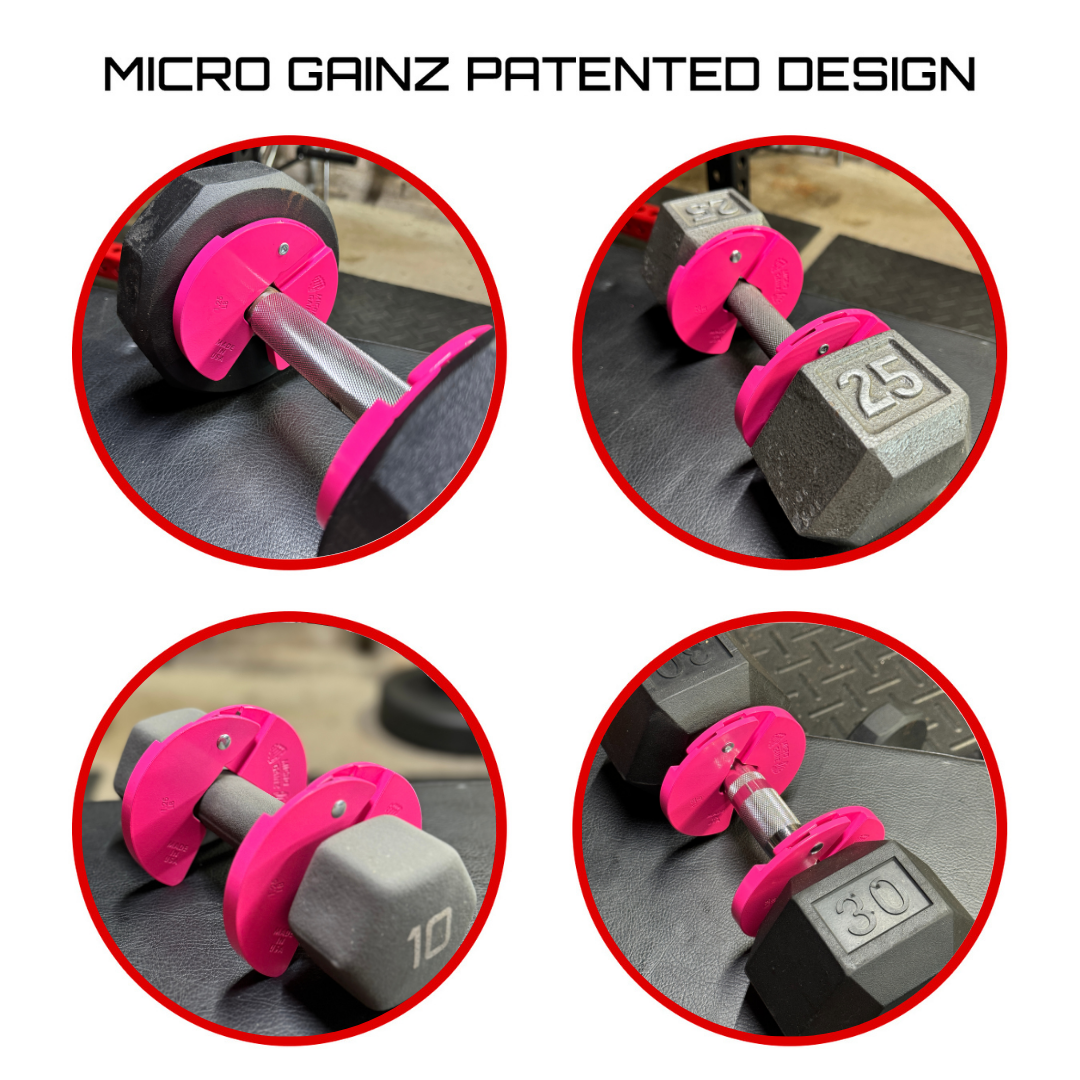 Micro Gainz Pink 1.25LB Dumbbell Fractional Weight Plates 4 Plate Set (BLEMISHED SET)
