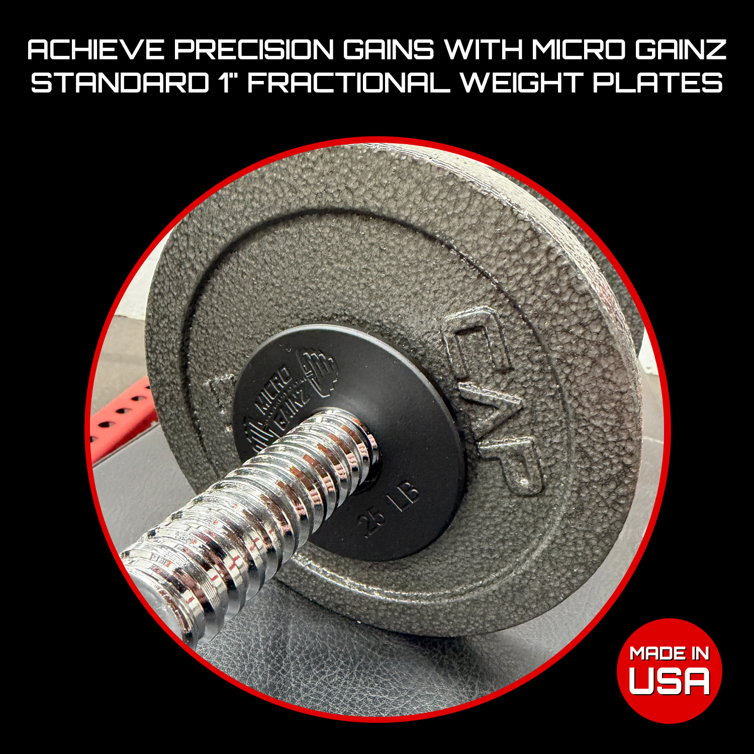 Micro Gainz Standard 1-Inch Center Hole Fractional Weight Plates Pair of .25LB Plates
