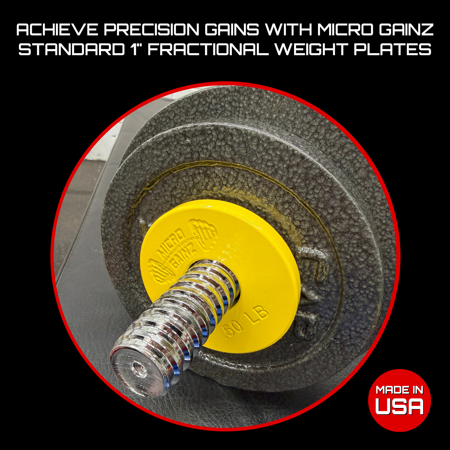 Micro Gainz Standard 1-Inch Center Hole Fractional Weight Plates Set of 8-.50LB Plates