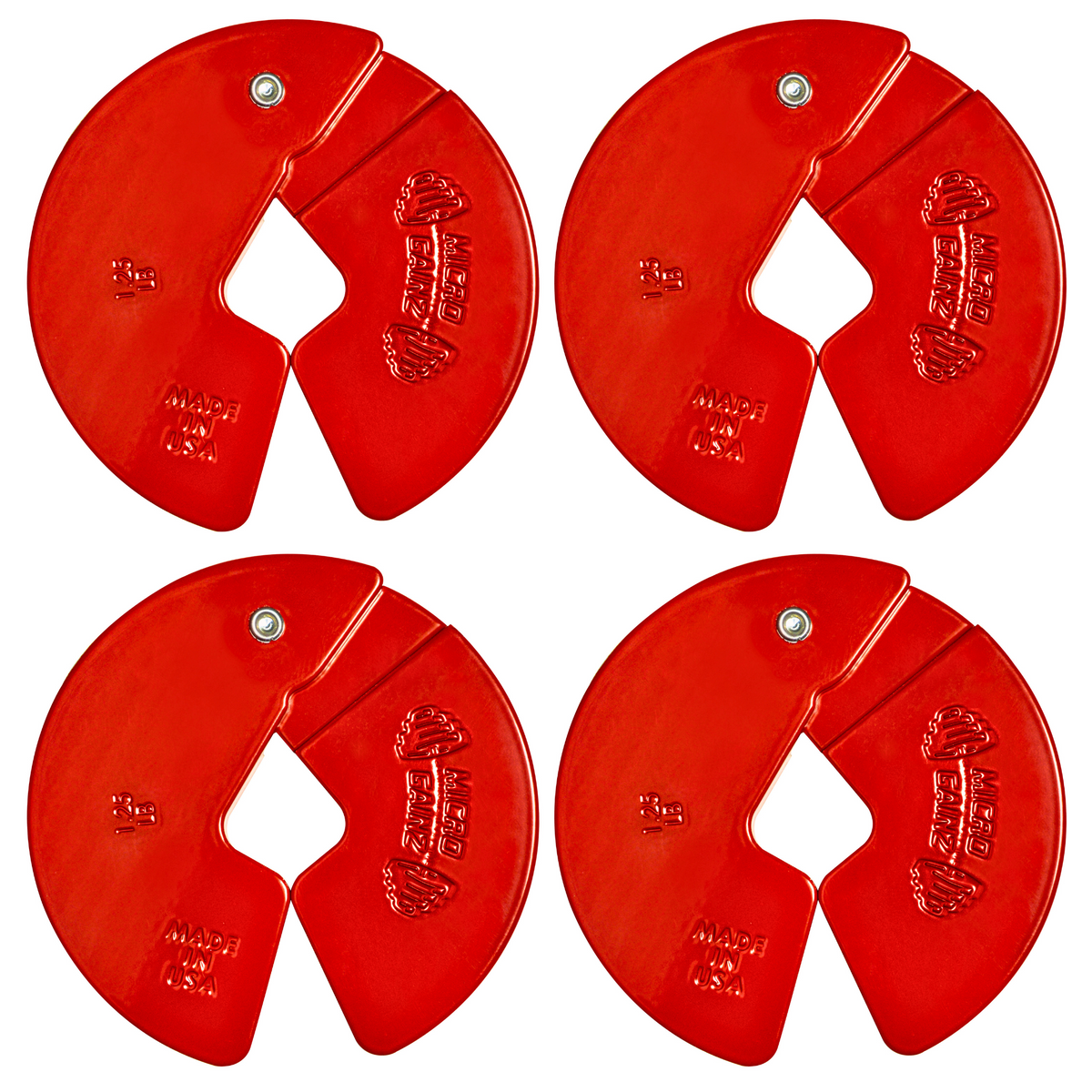Micro Gainz Red 1.25LB Dumbbell Fractional Weight Plates 4 Plate Set (BLEMISHED SET)