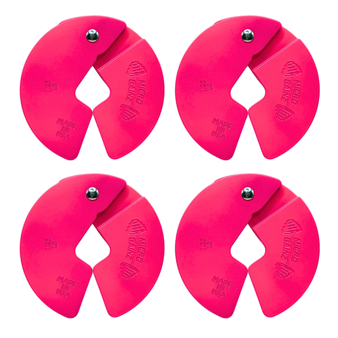 Micro Gainz Pink 1.25LB Dumbbell Fractional Weight Plates 4 Plate Set (BLEMISHED SET)