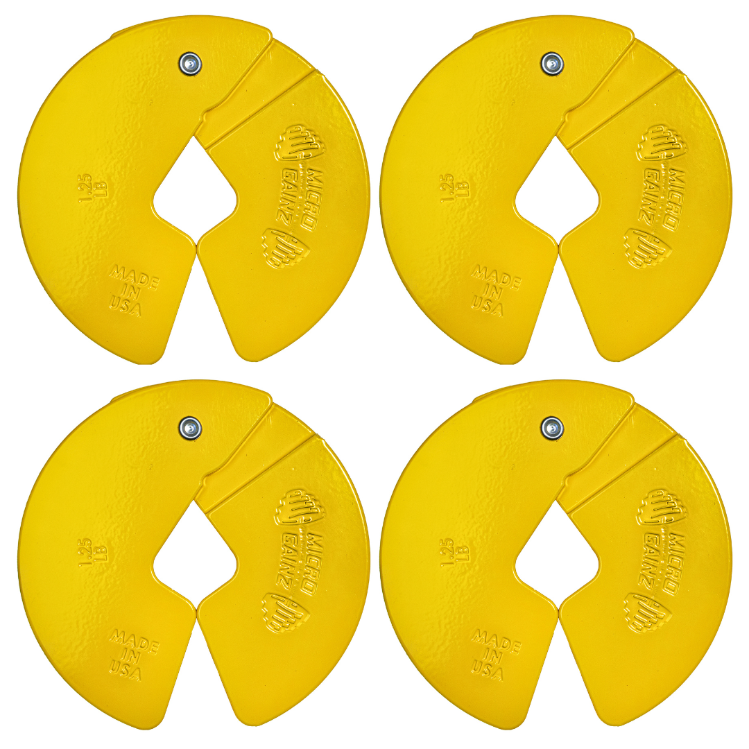 Micro Gainz Yellow 1.25LB Dumbbell Fractional Weight Plates 4 Pack (BLEMISHED SET)